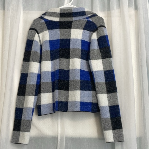 Rachel Zoe Soft & Cozy Plaid Double Breasted Cardigan Blazer Jacket blue Size L - Picture 2 of 4